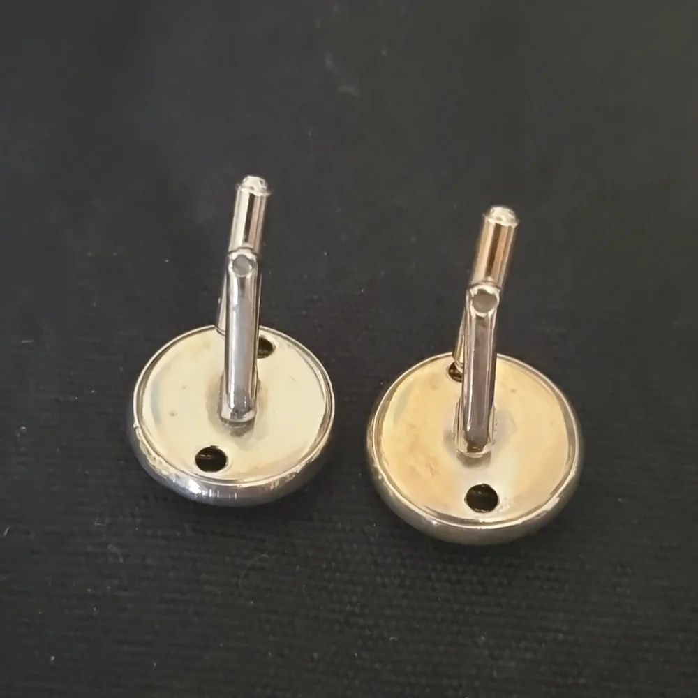 Vintage silver button Styled ribbed cuff links